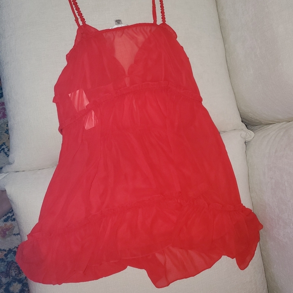 Red anthropologie chemise - Picture 4 of 6
